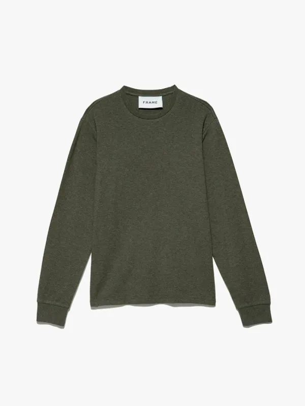 Duo Fold Long Sleeve Crew -- Heather Olive Green sold by Frame Denim