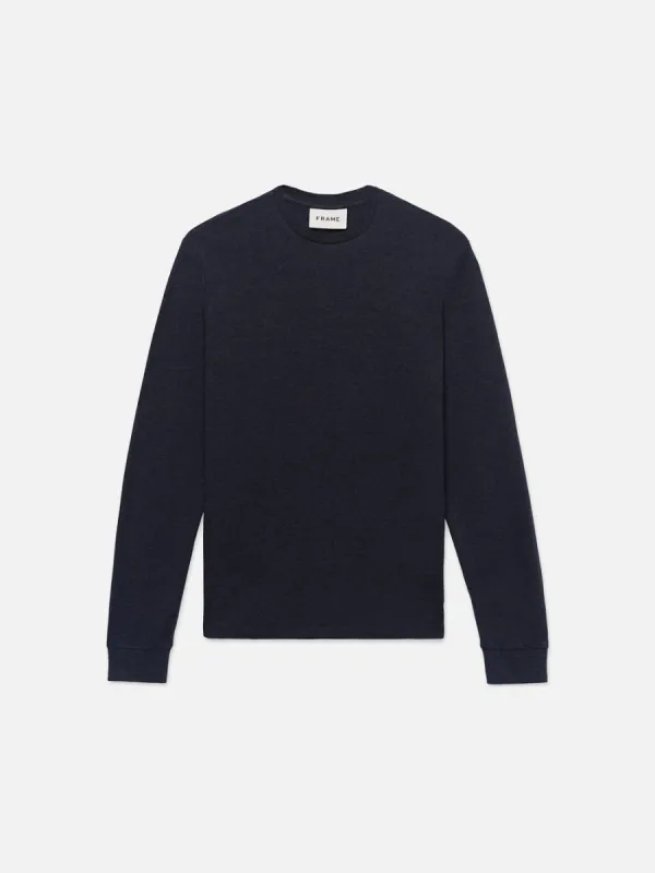 Duo Fold Long Sleeve Crew -- Heather Midnight Navy sold by Frame Denim