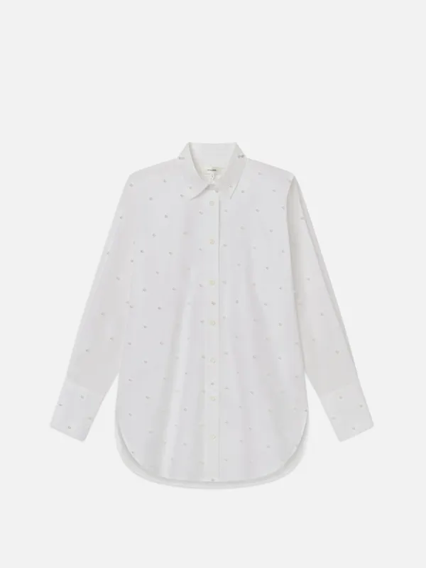 The Oversized Pearl Shirt -- White sold by Frame Denim