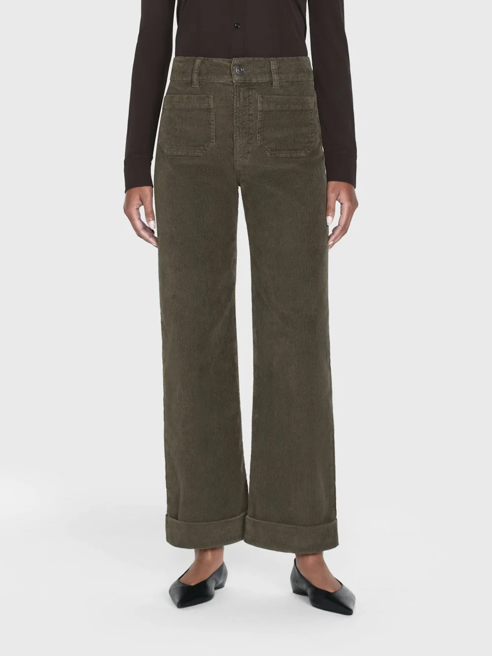 70's Cropped Wide Leg Corduroy -- Rich Military sold by Frame Denim product image thumbnail 2