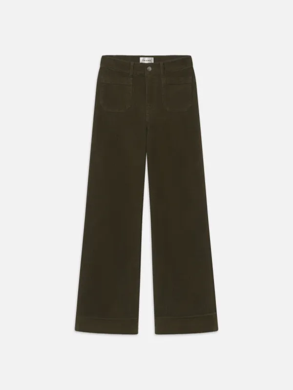 70's Cropped Wide Leg Corduroy -- Rich Military sold by Frame Denim