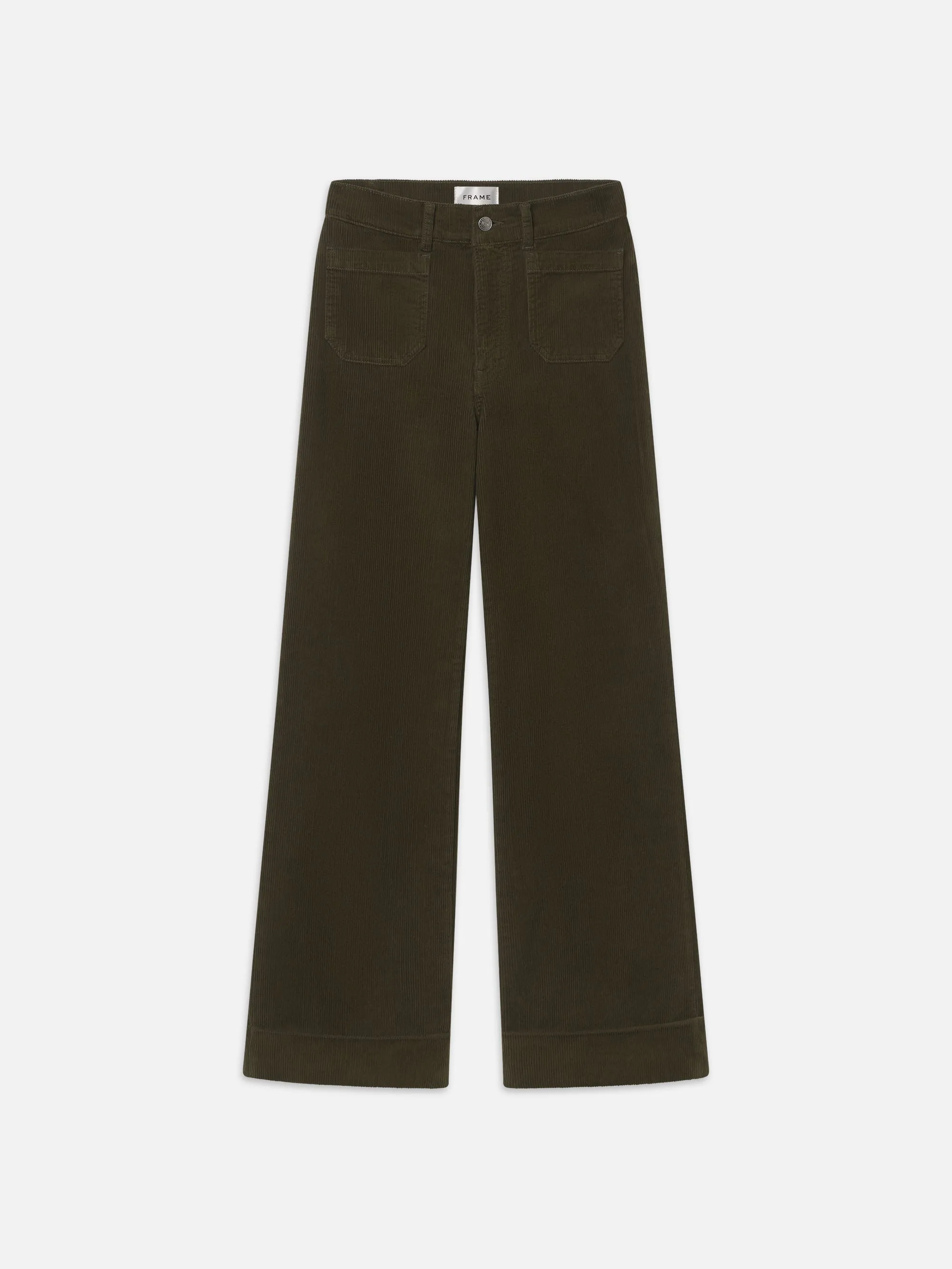 70's Cropped Wide Leg Corduroy -- Rich Military sold by Frame Denim