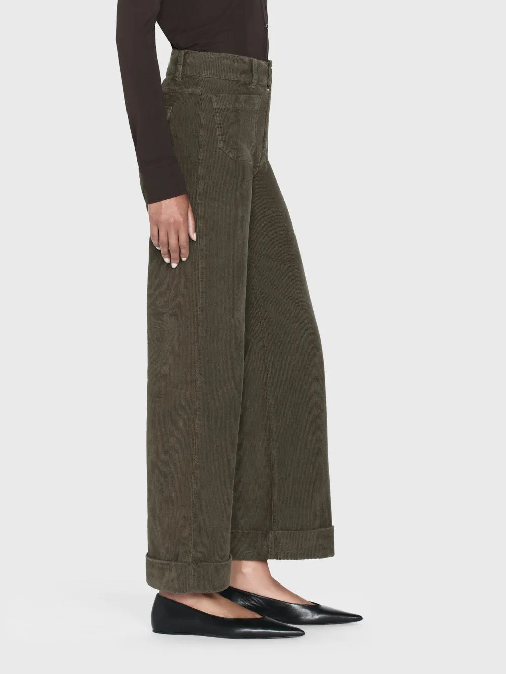 70's Cropped Wide Leg Corduroy -- Rich Military sold by Frame Denim product image thumbnail 3