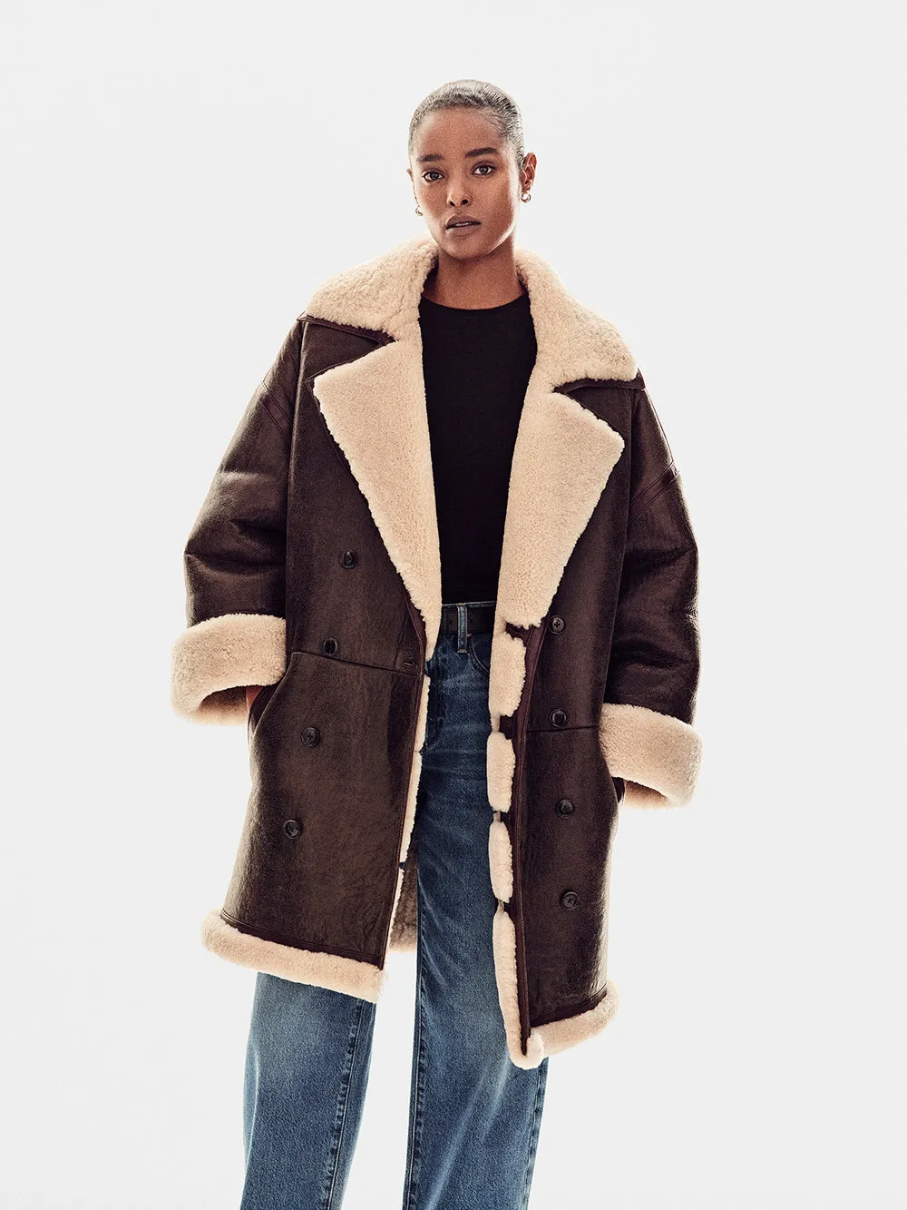 Shearling Cocoon Coat -- Cardamom sold by Frame Denim product image thumbnail 2