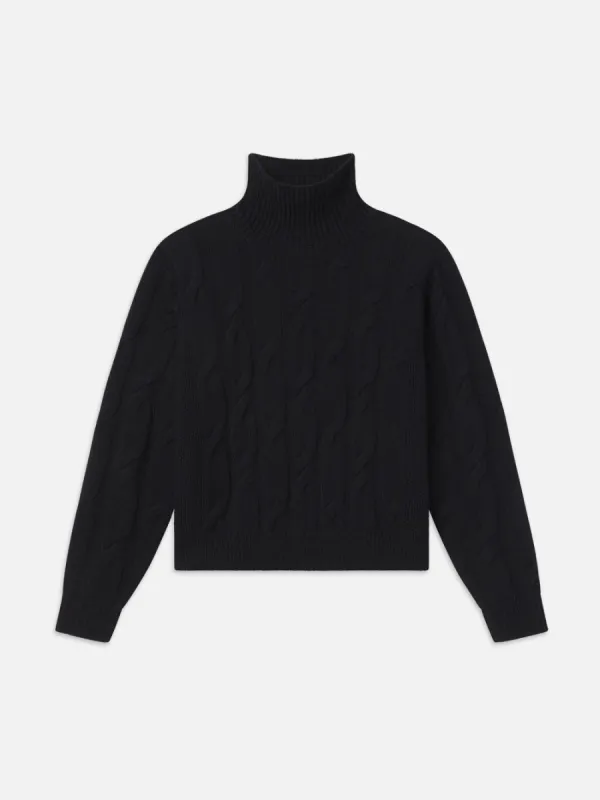 Cable Knit Turtleneck -- Black sold by Frame Denim
