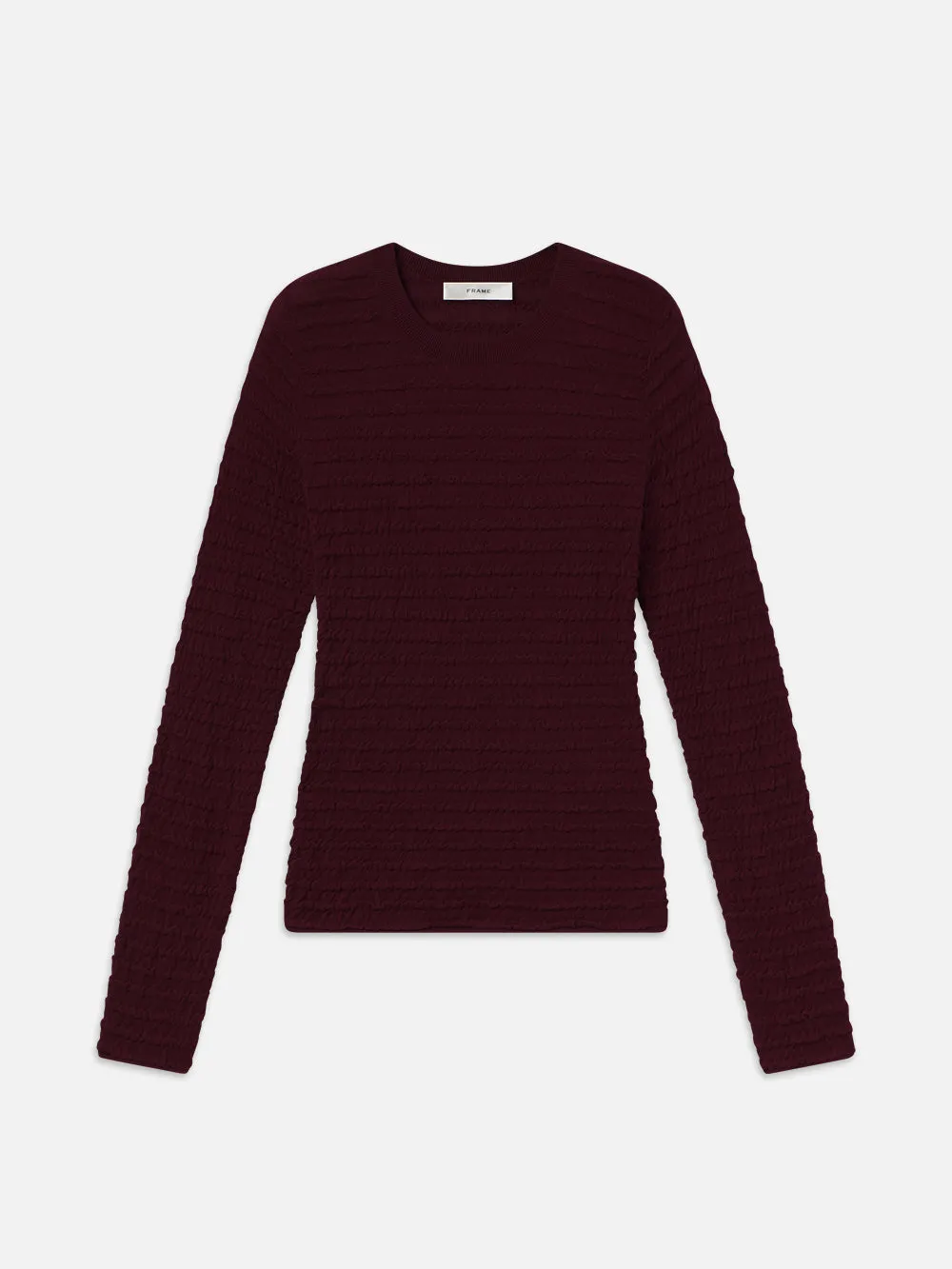 Smocked Long Sleeve Crewneck -- Wine sold by Frame Denim