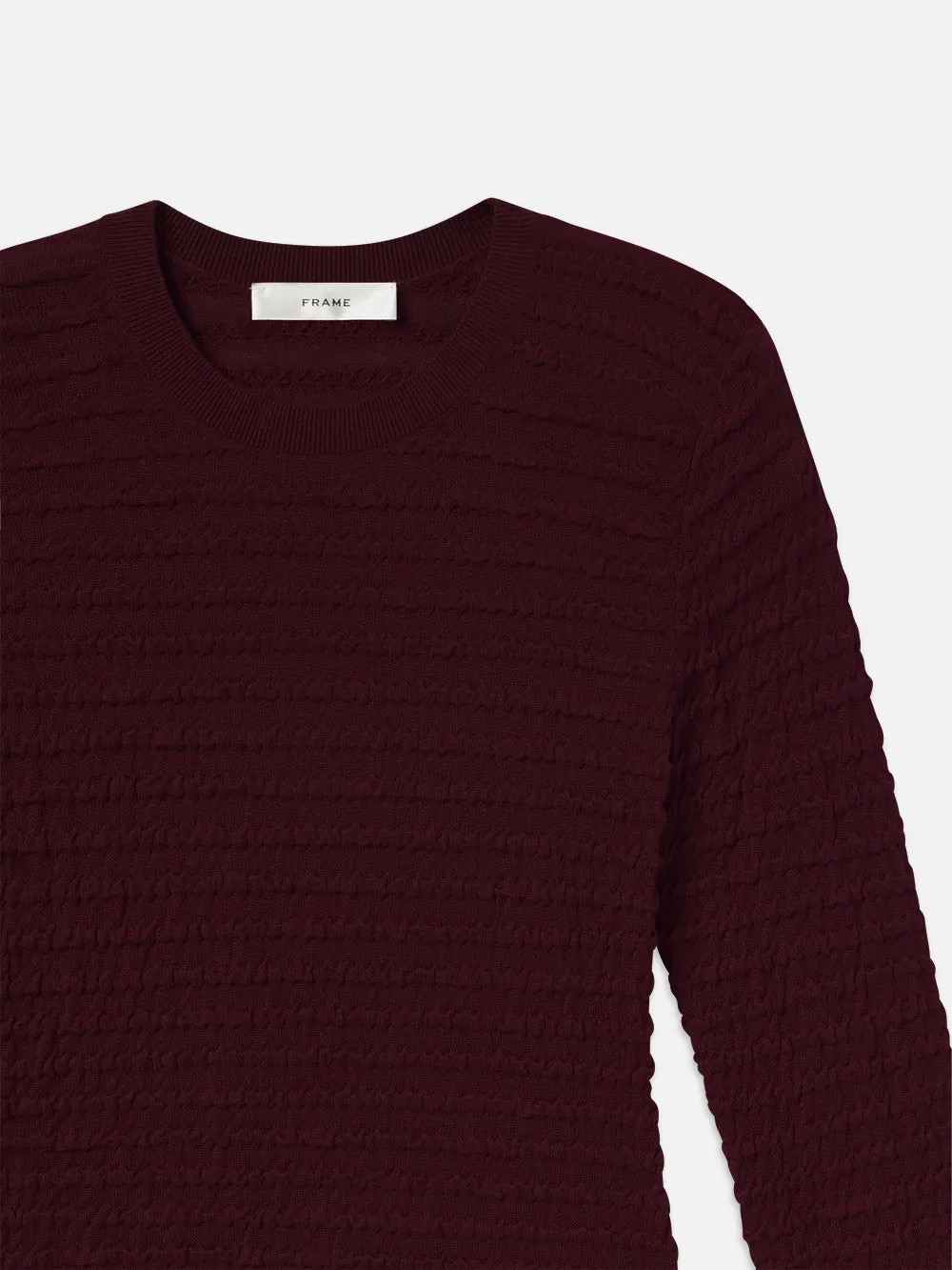 Smocked Long Sleeve Crewneck -- Wine sold by Frame Denim product image thumbnail 3