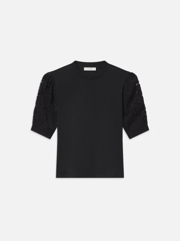 Lace Sleeve Frankie Tee -- Black sold by Frame Denim