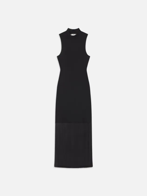 Sleeveless Mesh Mock Neck Dress -- Black sold by Frame Denim
