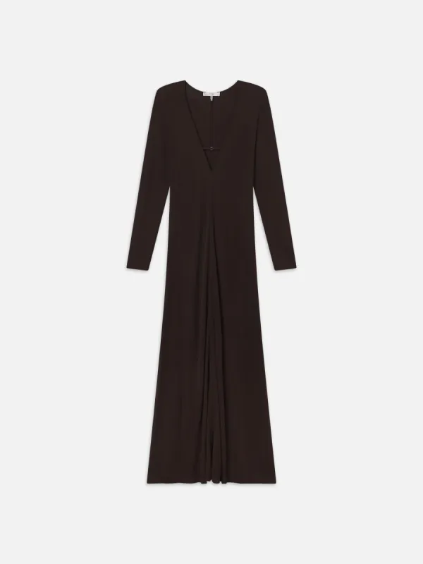 Deep V Jersey Dress -- Chocolate Brown sold by Frame Denim