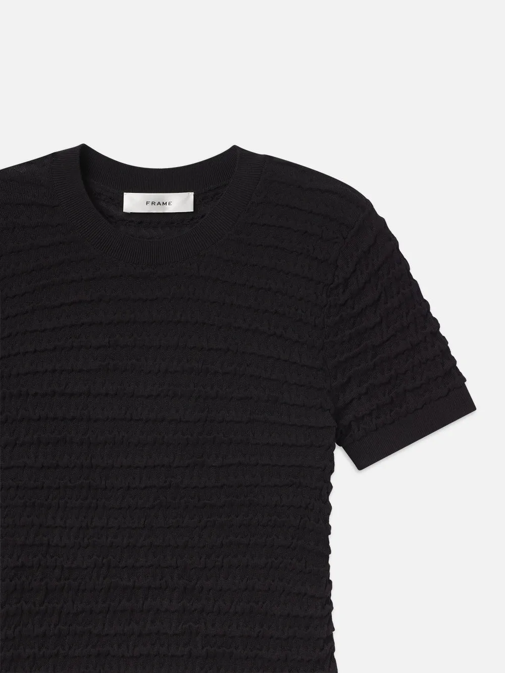 Smocked Short Sleeve Sweater -- Black sold by Frame Denim product image thumbnail 2