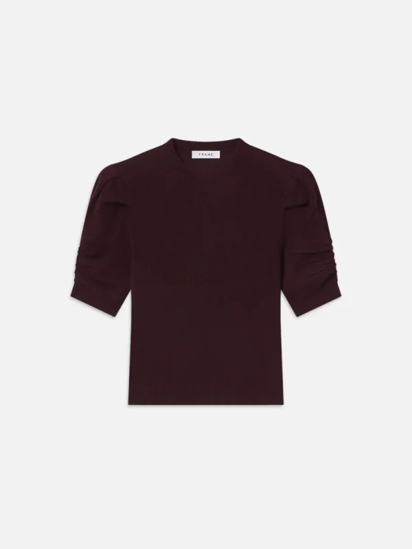 Ruched Sleeve Cashmere Sweater -- Wine made by Frame Denim