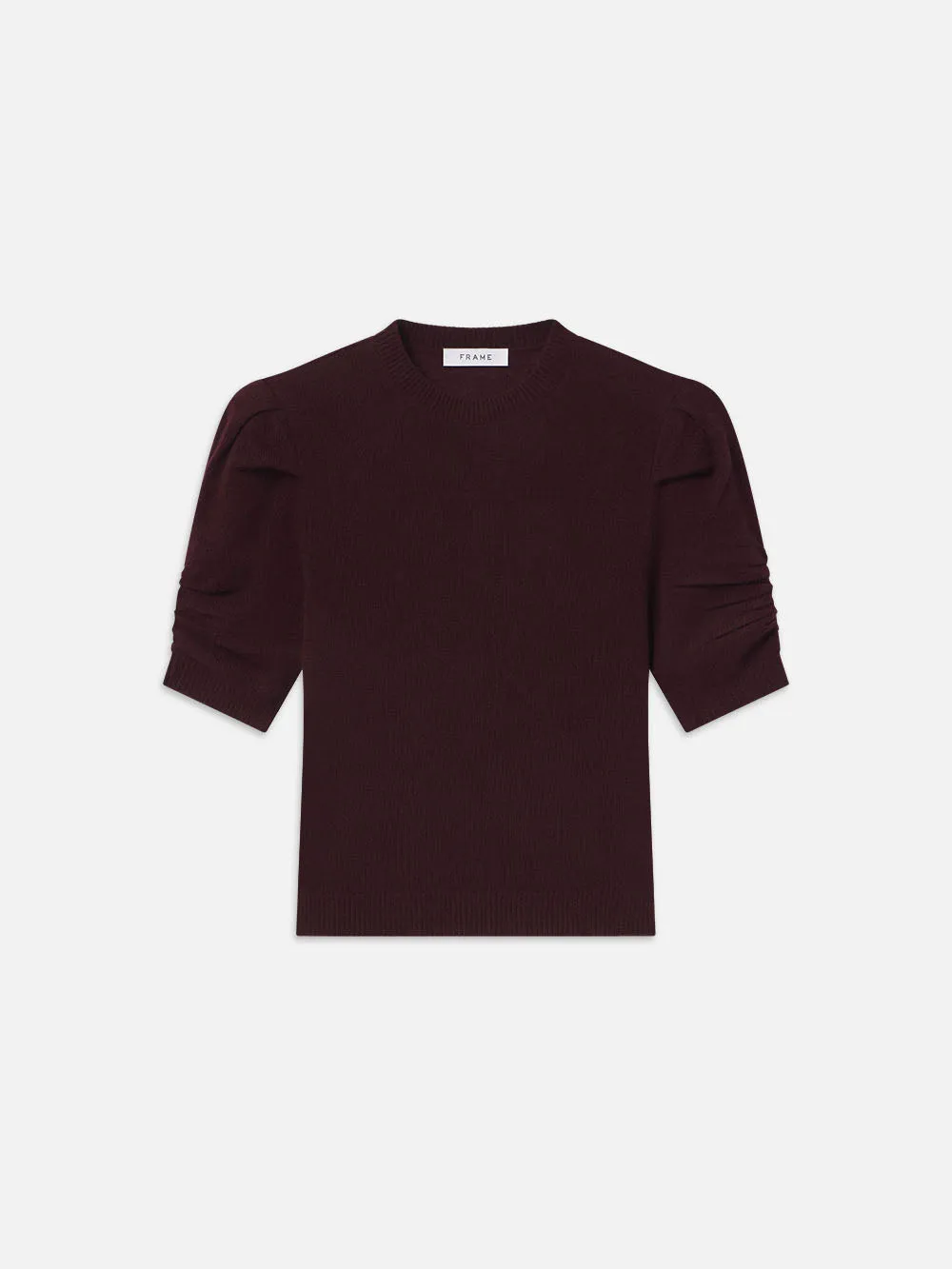 Ruched Sleeve Cashmere Sweater -- Wine sold by Frame Denim