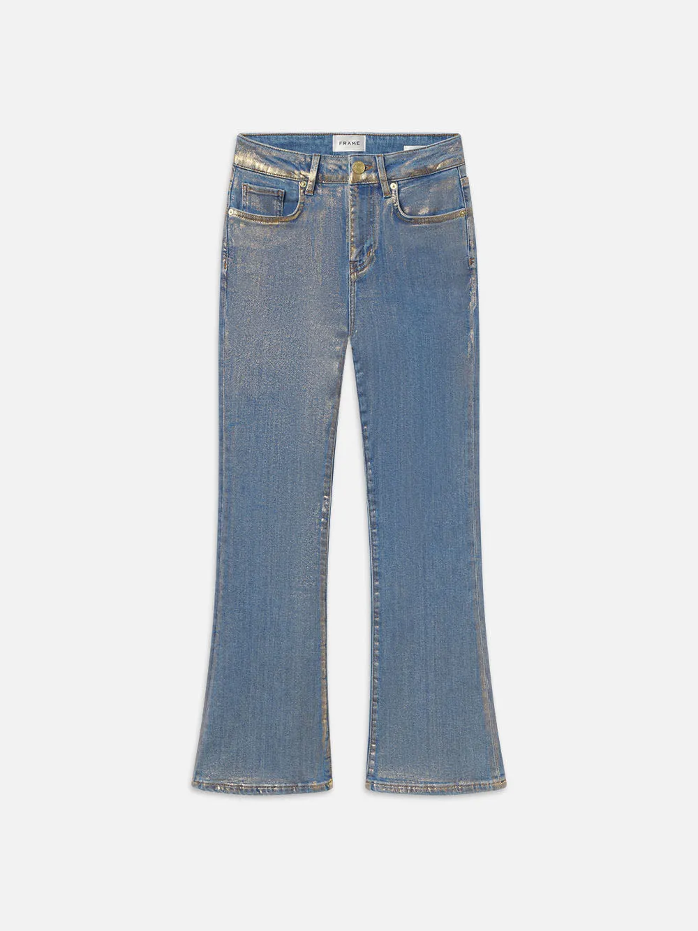 Le Crop Mini Boot -- Gold Hologram sold by Frame Denim