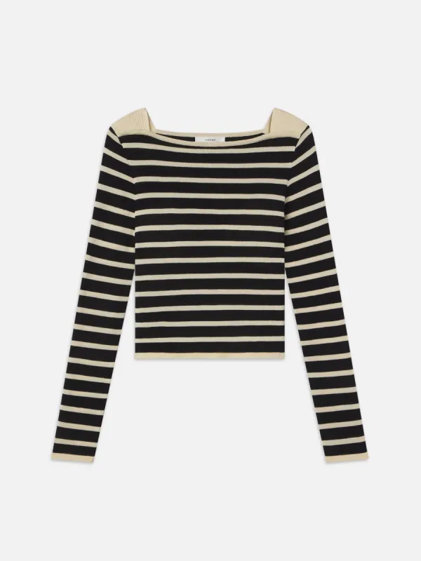 Striped Boatneck Sweater -- Black Multi sold by Frame Denim