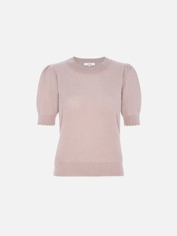 Pointelle Puff Sleeve Sweater -- Peony sold by Frame Denim