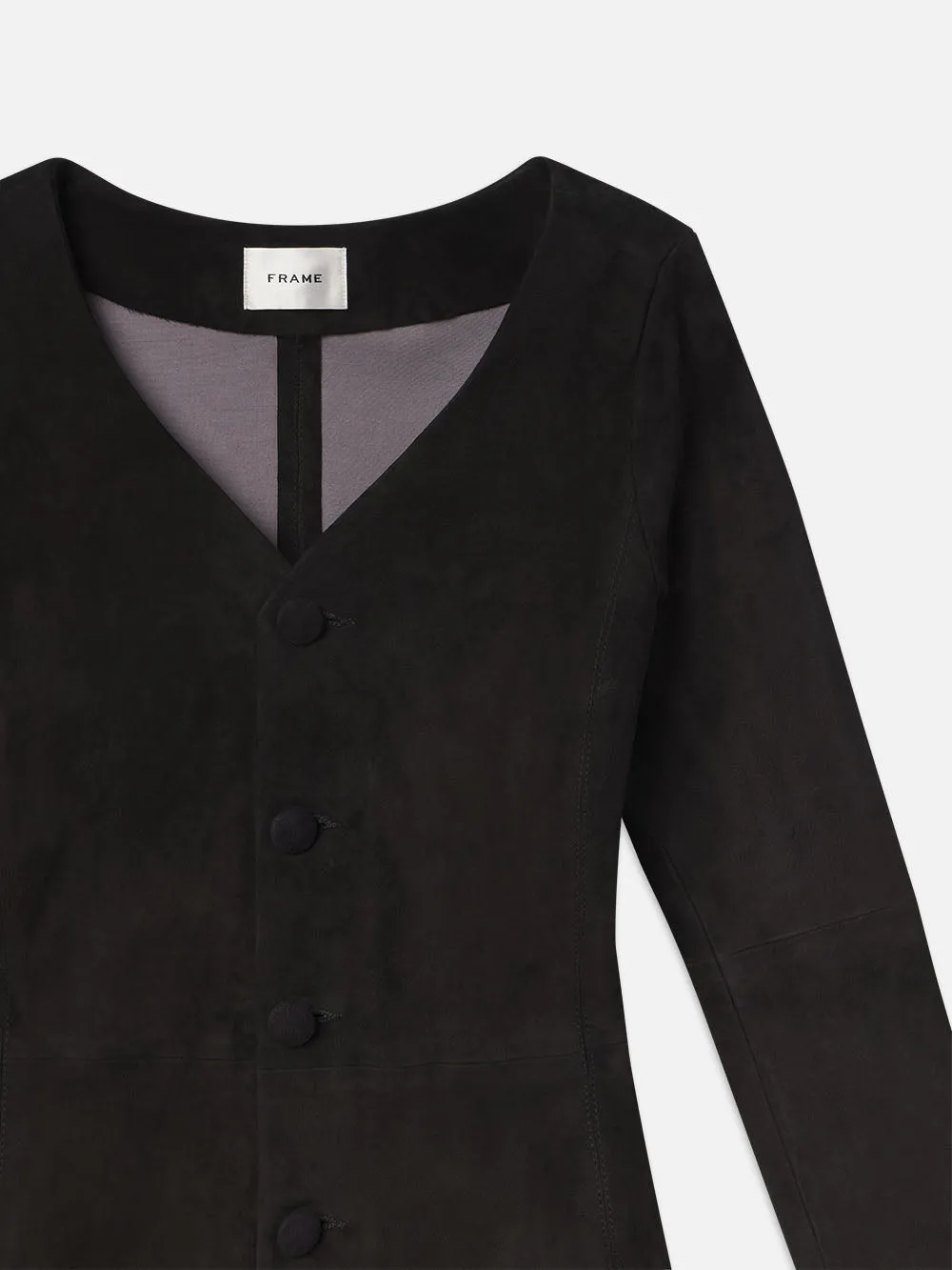 Suede Button Front Mini Dress -- Black sold by Frame Denim product image thumbnail 3