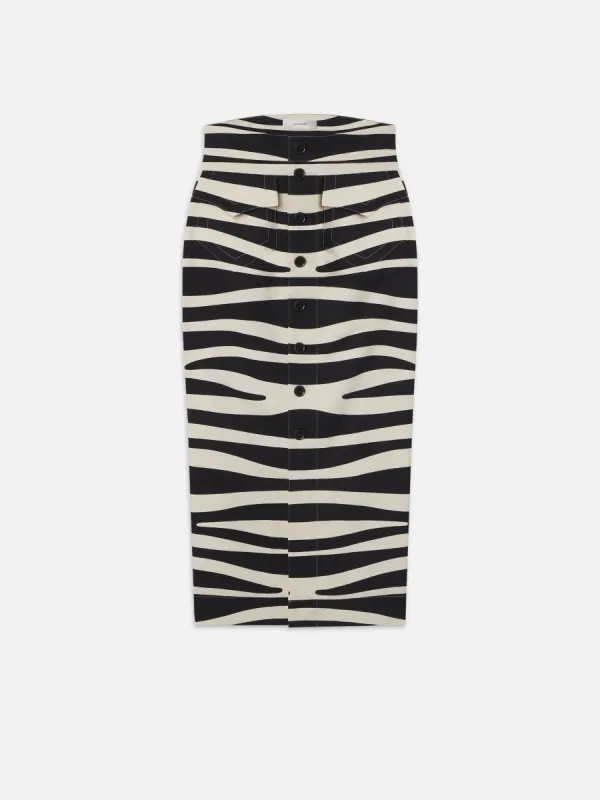 Button Front Skirt -- Black Multi made by Frame Denim