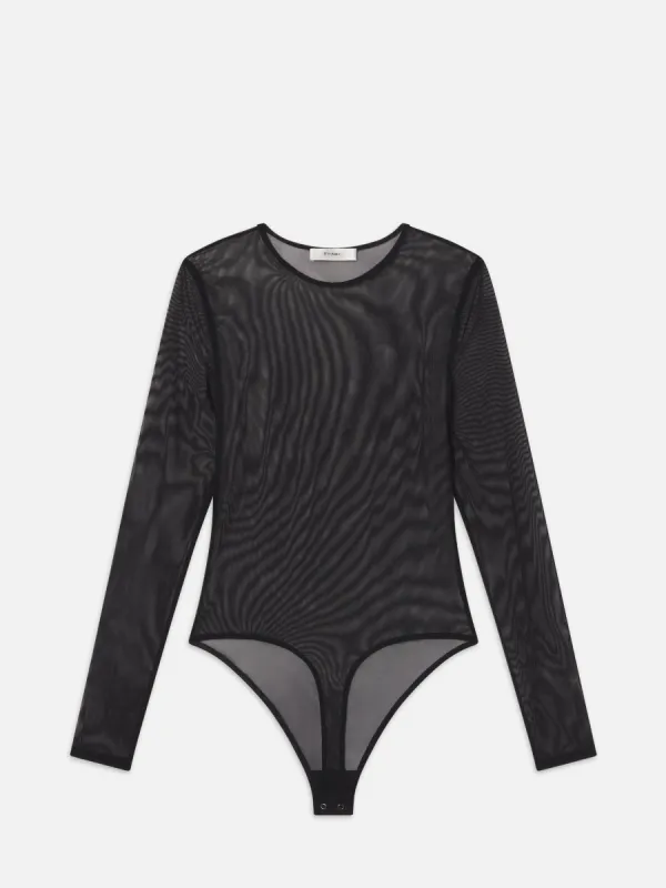 Stretch Mesh Bodysuit -- Black sold by Frame Denim