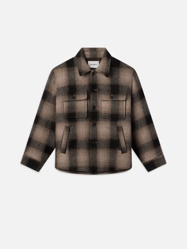 Padded Plaid Shirt Jacket -- Brown Plaid sold by Frame Denim