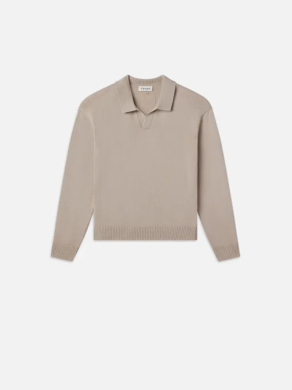 Silk Blend Polo Sweater -- Grey Beige sold by Frame Denim