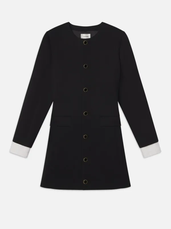 Button Front Suiting Dress -- Black sold by Frame Denim