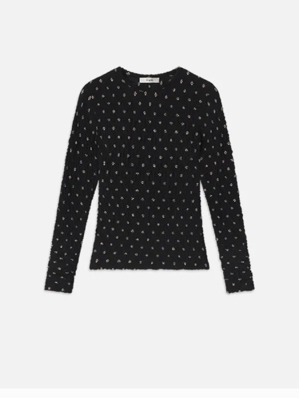 Dotted Stretch Mesh Top -- Black Multi sold by Frame Denim