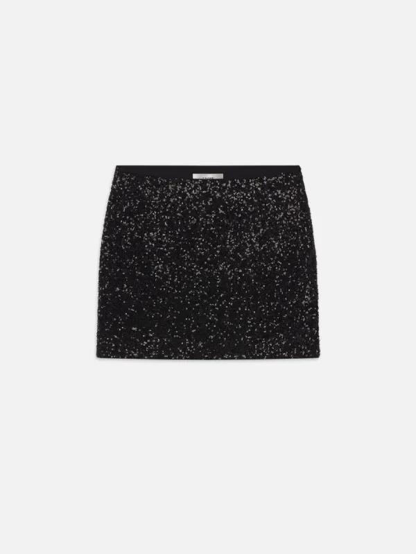 Sequin Mini Skirt -- Black sold by Frame Denim