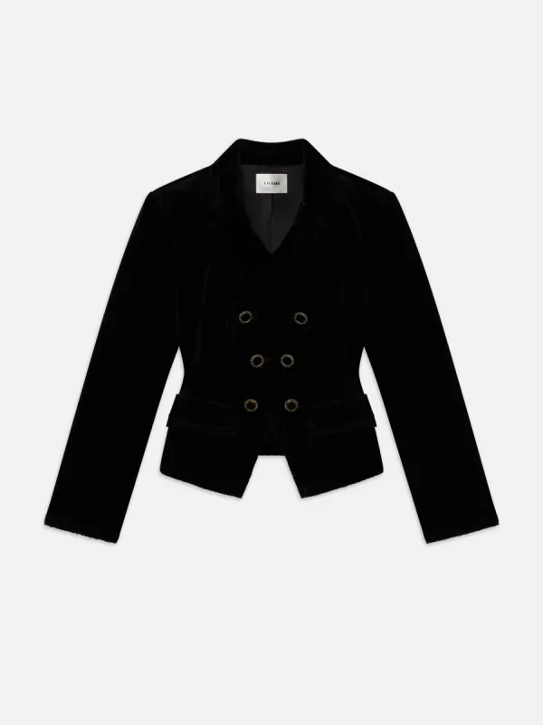 Shrunken Velvet Blazer -- Black sold by Frame Denim
