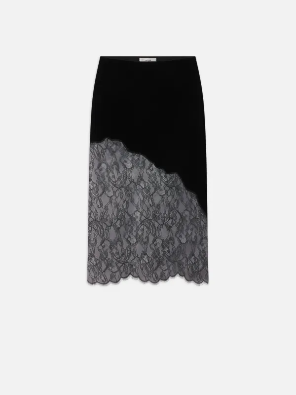 Velvet Lace Skirt -- Black sold by Frame Denim
