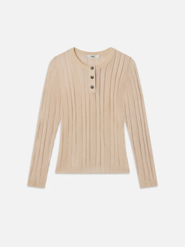 Laddered Rib Henley -- Cream made by Frame Denim