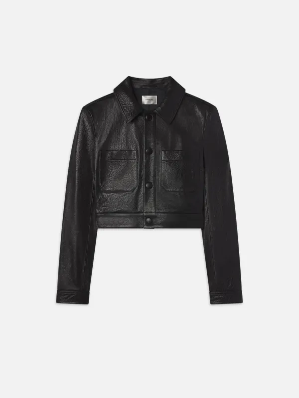 Leather Button Front Jacket -- Black sold by Frame Denim