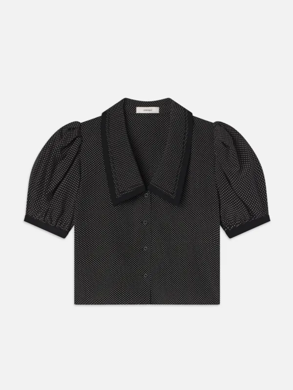 The Polka Dot Sailor Blouse -- Black Multi sold by Frame Denim