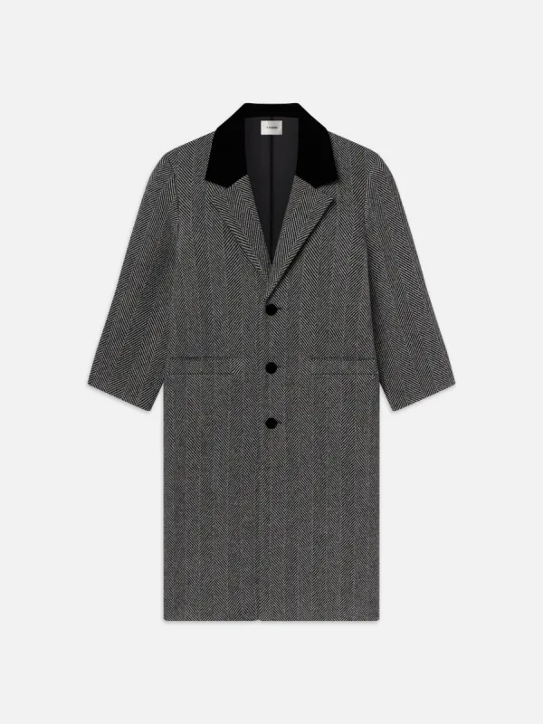Long Herringbone Coat -- Black Multi sold by Frame Denim