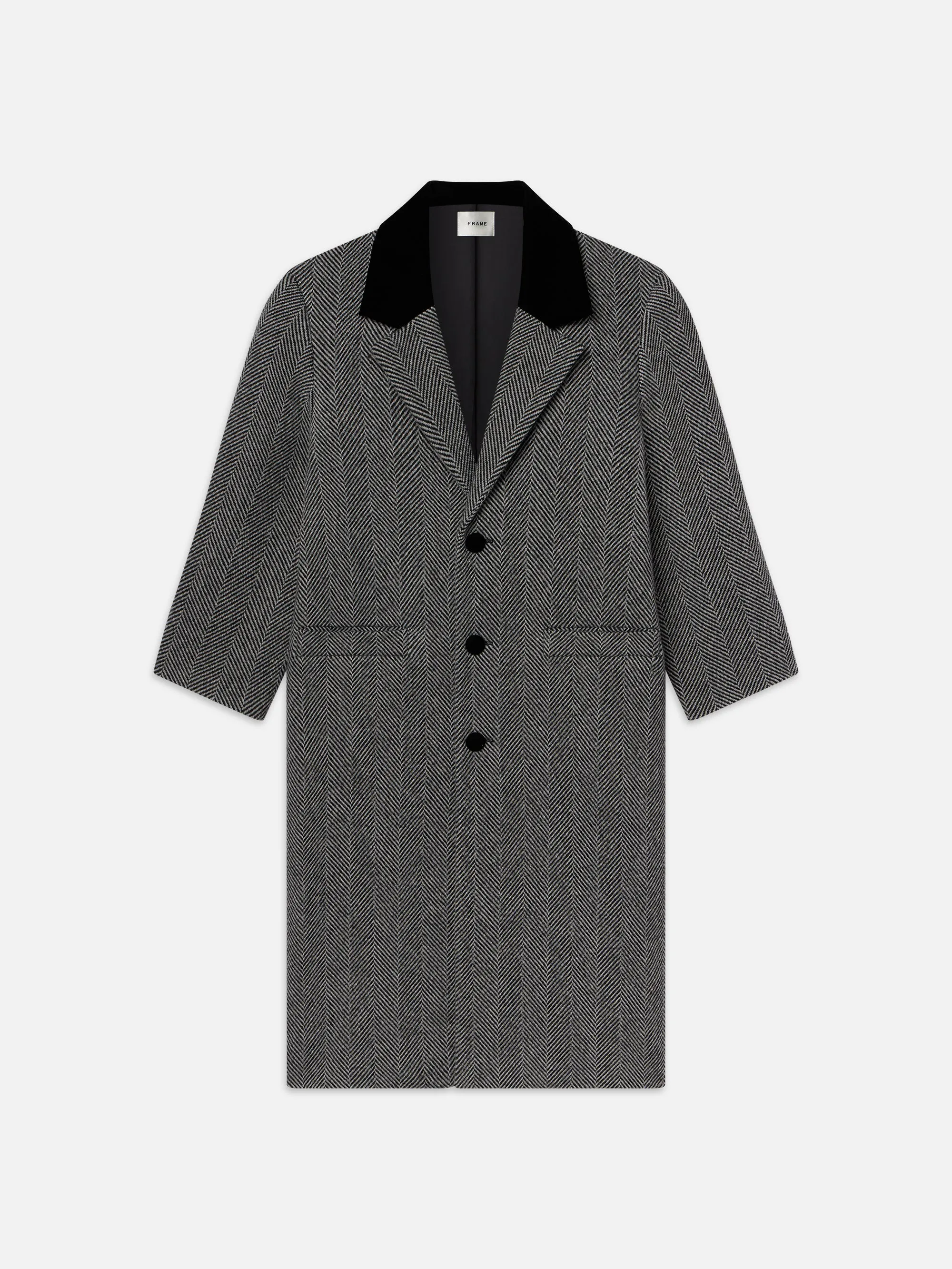 Long Herringbone Coat -- Black Multi sold by Frame Denim