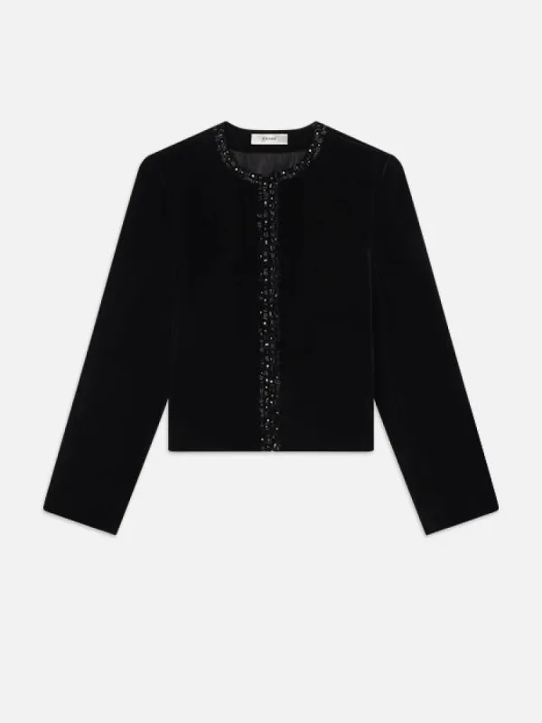 Embellished Velvet Jacket -- Black sold by Frame Denim