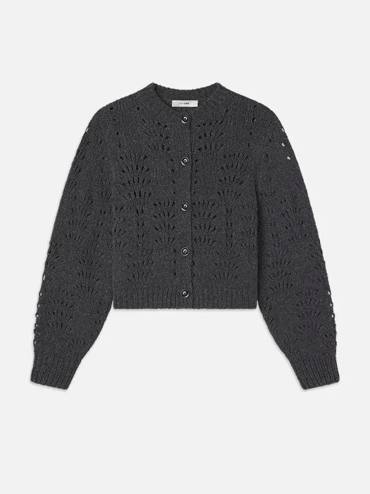 Textured Stitch Cardigan -- Dark Gris Heather sold by Frame Denim