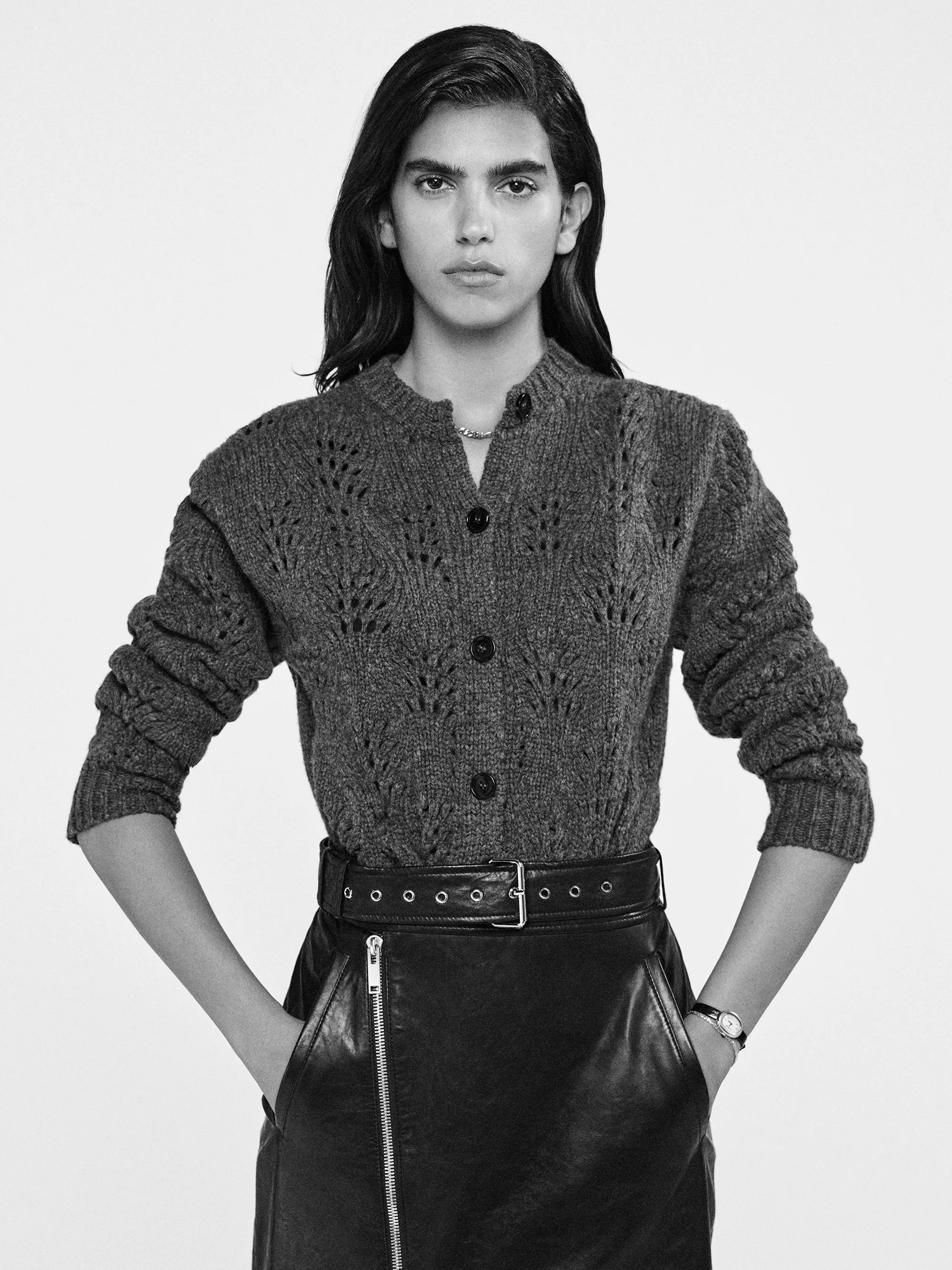 Textured Stitch Cardigan -- Dark Gris Heather sold by Frame Denim product image thumbnail 2