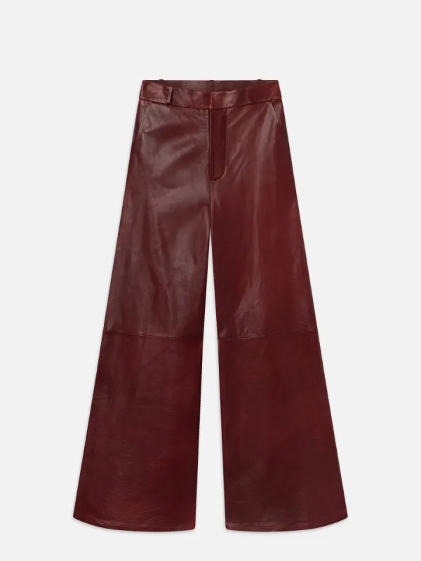 The Wide Leather Trouser -- Syrah Red sold by Frame Denim