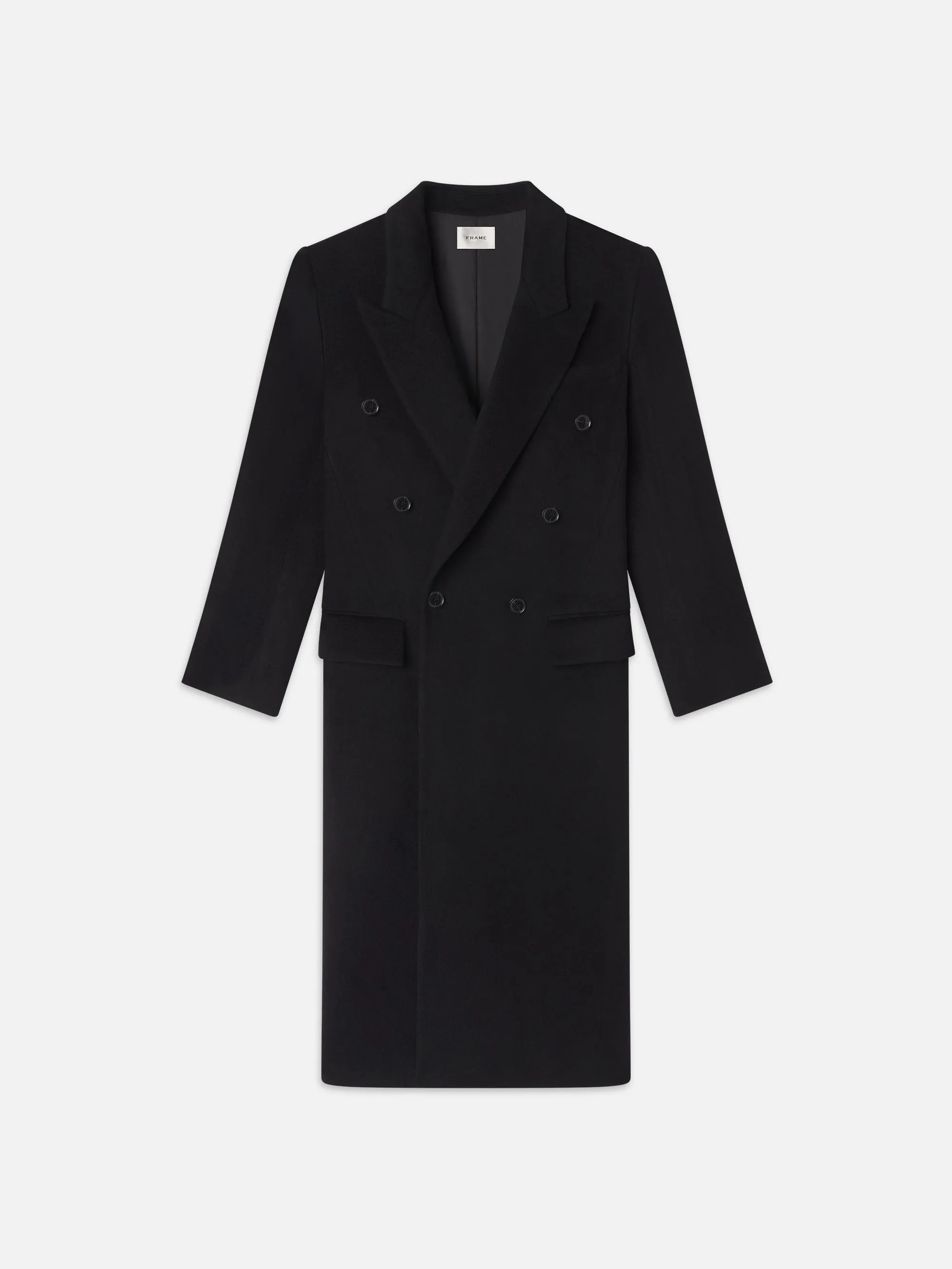 Double-Breasted Tailored Coat -- Black sold by Frame Denim