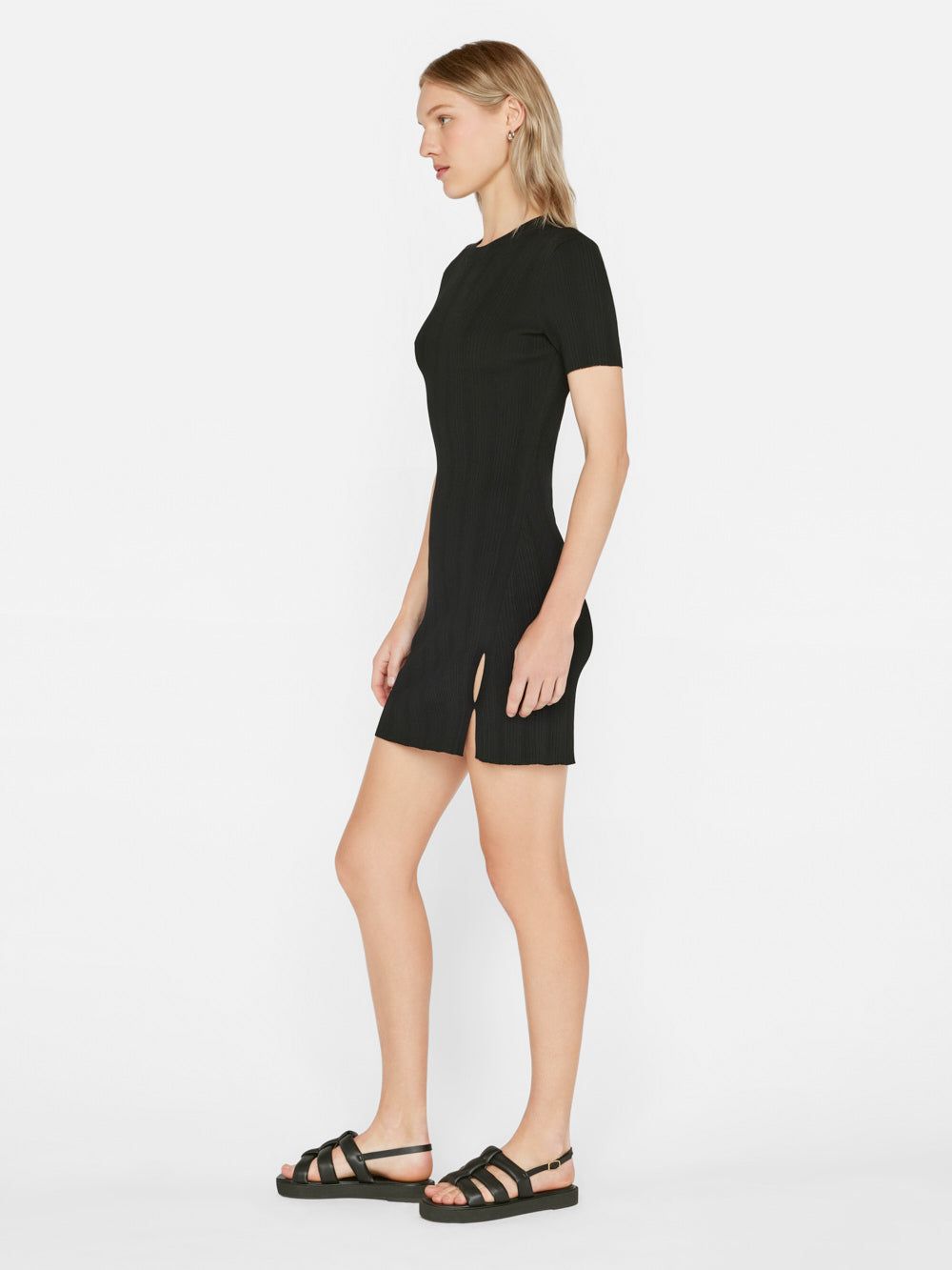 Mixed Rib Cutout Mini Dress -- Noir sold by Frame Denim product image thumbnail 6