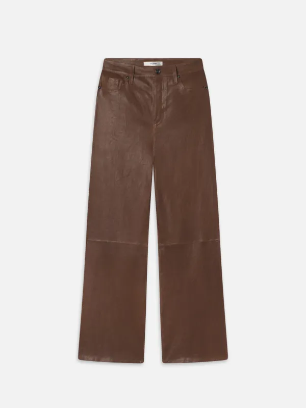 Le Slim Palazzo Leather -- Bark sold by Frame Denim