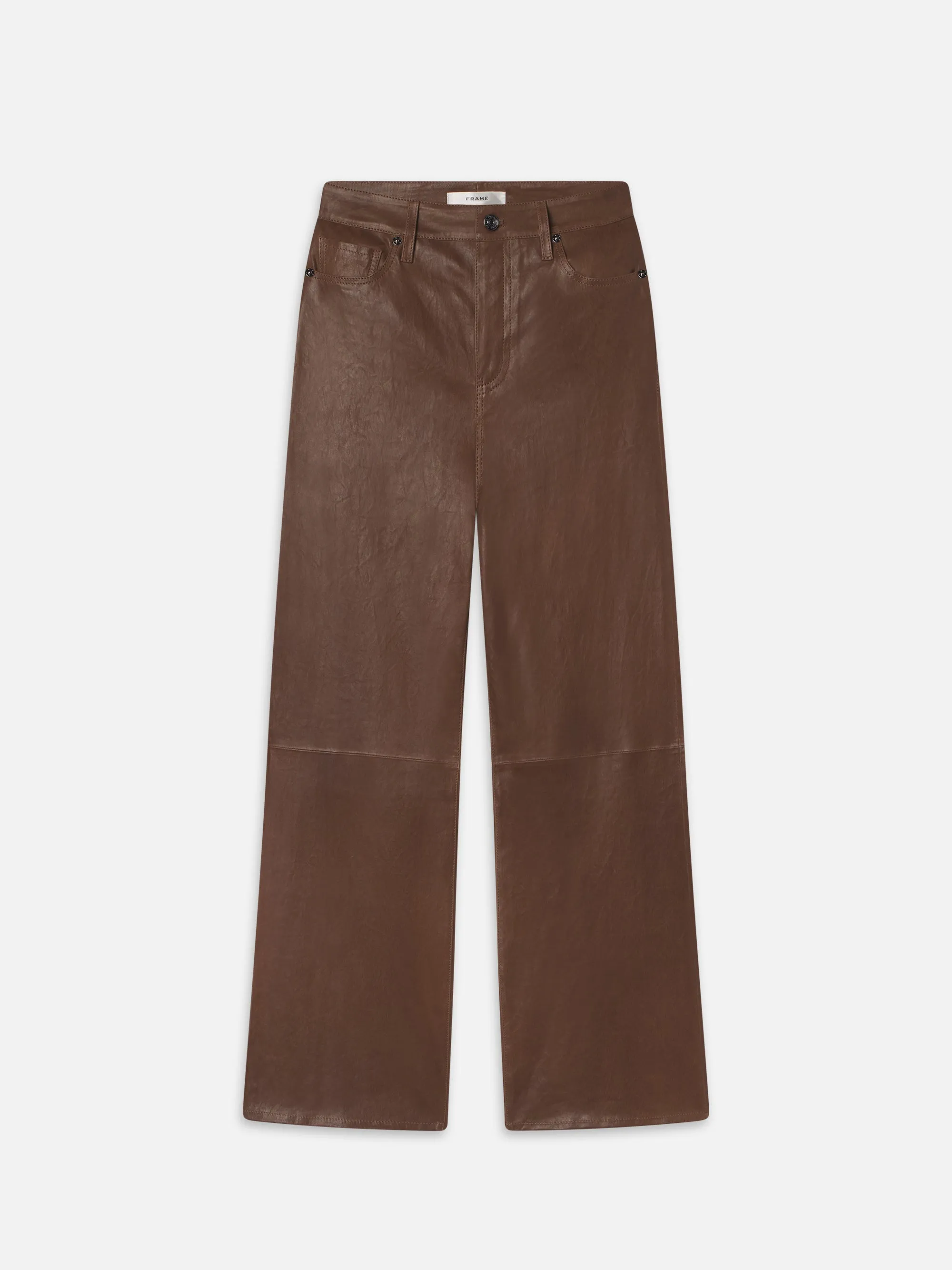 Le Slim Palazzo Leather -- Bark sold by Frame Denim