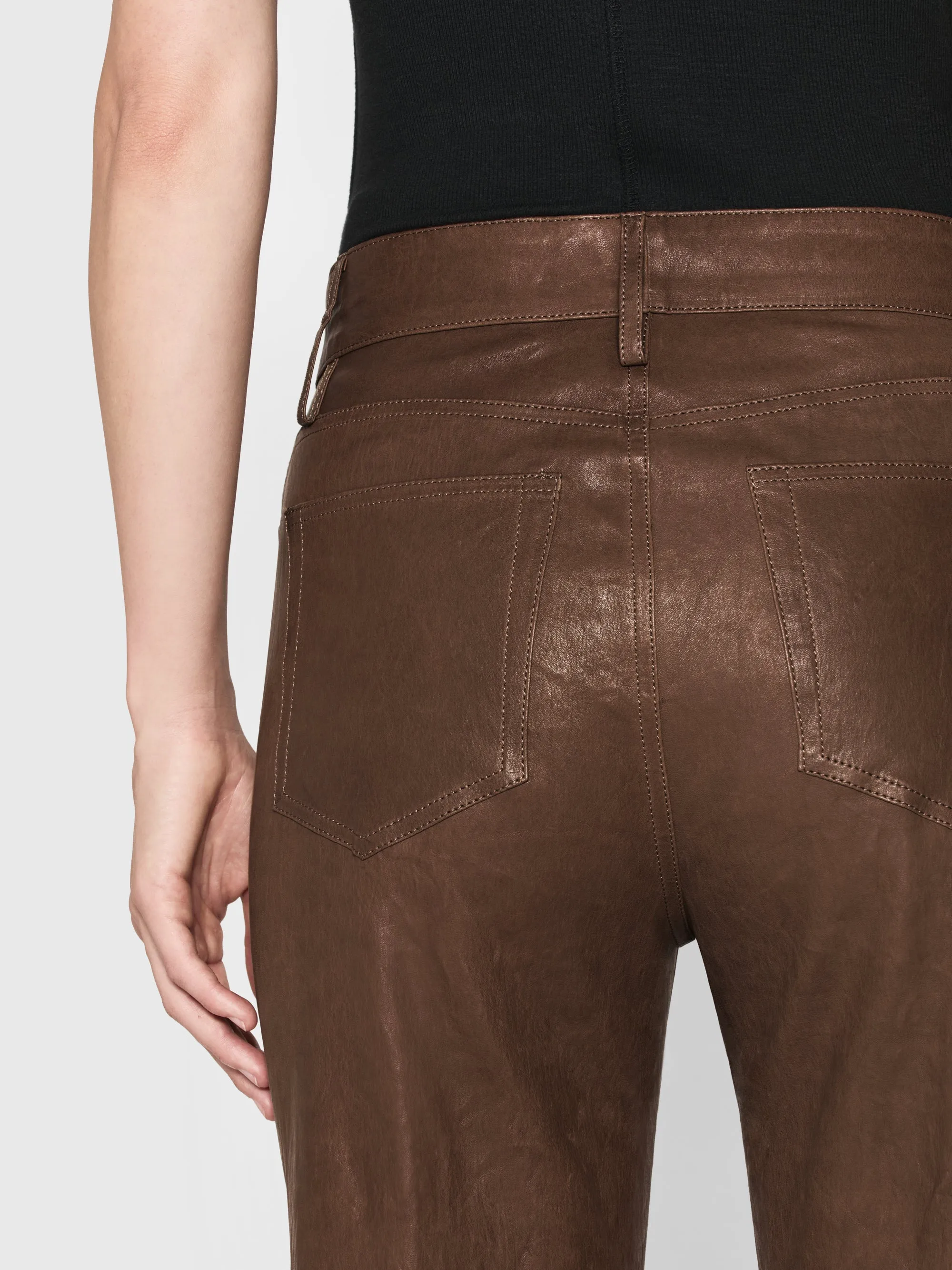 Le Slim Palazzo Leather -- Bark sold by Frame Denim product image thumbnail 4