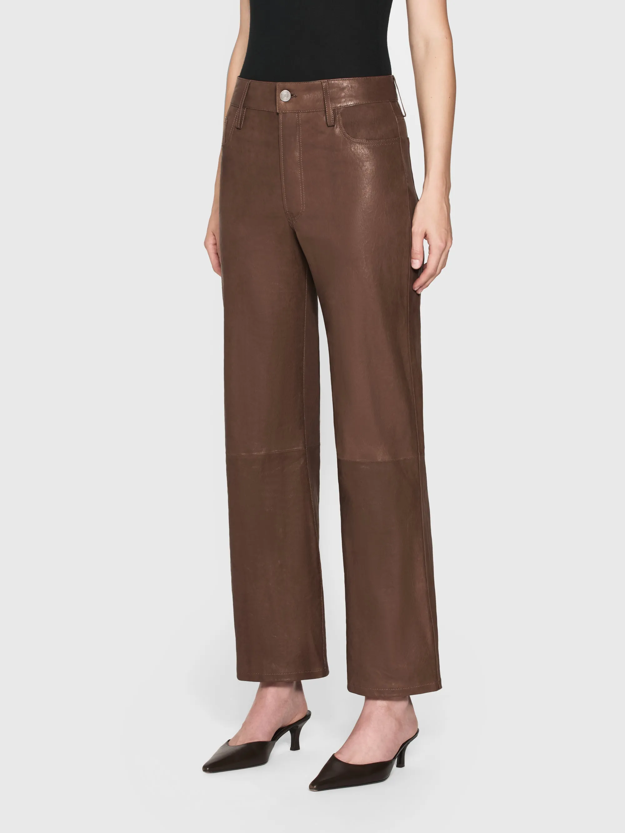 Le Slim Palazzo Leather -- Bark sold by Frame Denim product image thumbnail 5