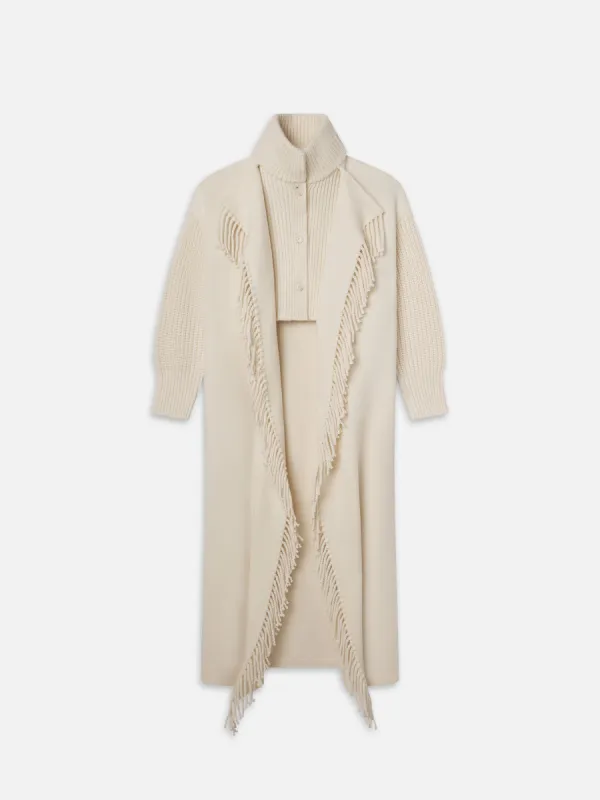 Jacquard Fringe Coat -- Stone sold by Frame Denim