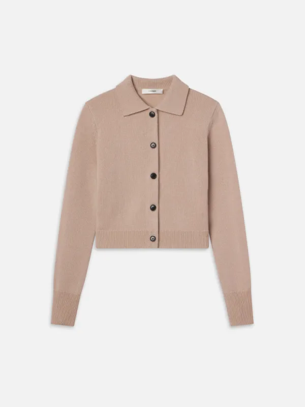 Shrunken Cashmere Cardi -- Almond Pink sold by Frame Denim