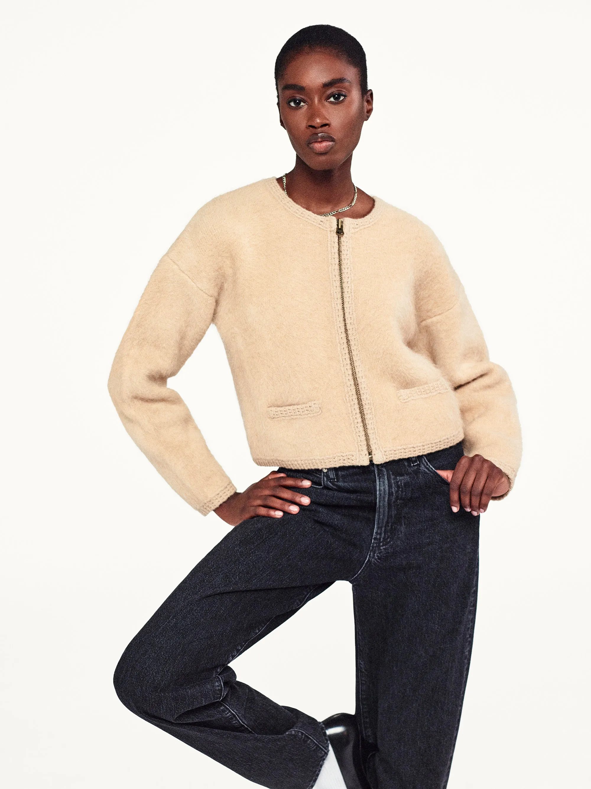 Lofty Crochet Cardi -- Wheat sold by Frame Denim product image thumbnail 2