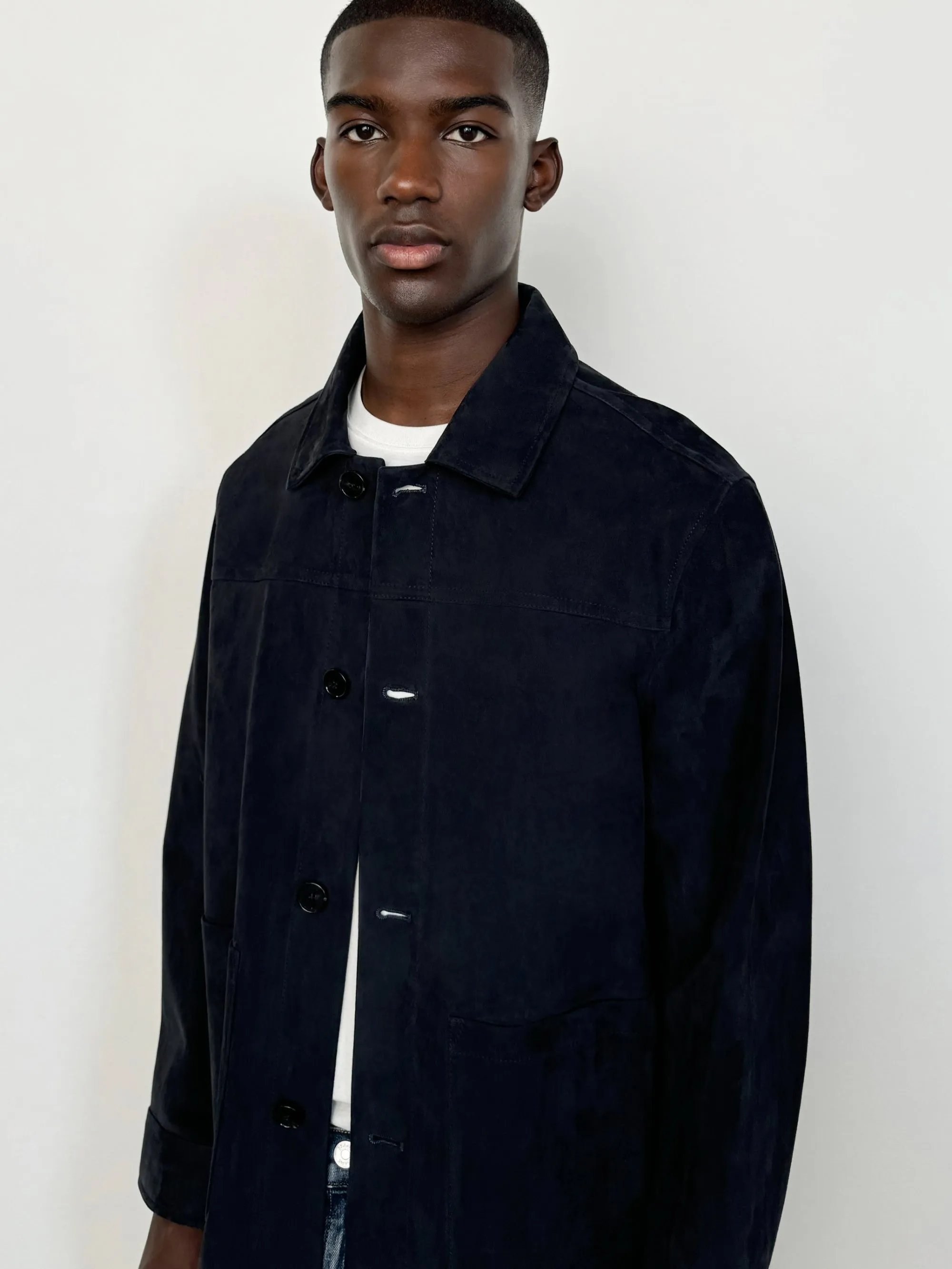 Unlined Suede Chore Coat -- Dark Navy sold by Frame Denim product image thumbnail 2