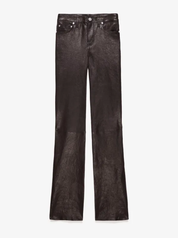 The Slim Stacked Leather Pant -- Espresso made by Frame Denim